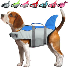 EMUST Dog Life Jacket Shark Dog Life Vests for Small Middle Large Dogs with Rescue Handle Dog Flotation Vest Safety Lifesaver for Swimming Pool Beach Boating (SBlue)